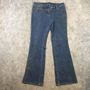 Vintage 90s INC Jeans 8 Mid Rise Boot Cut Dark Wash Floral Studded Kick Flare